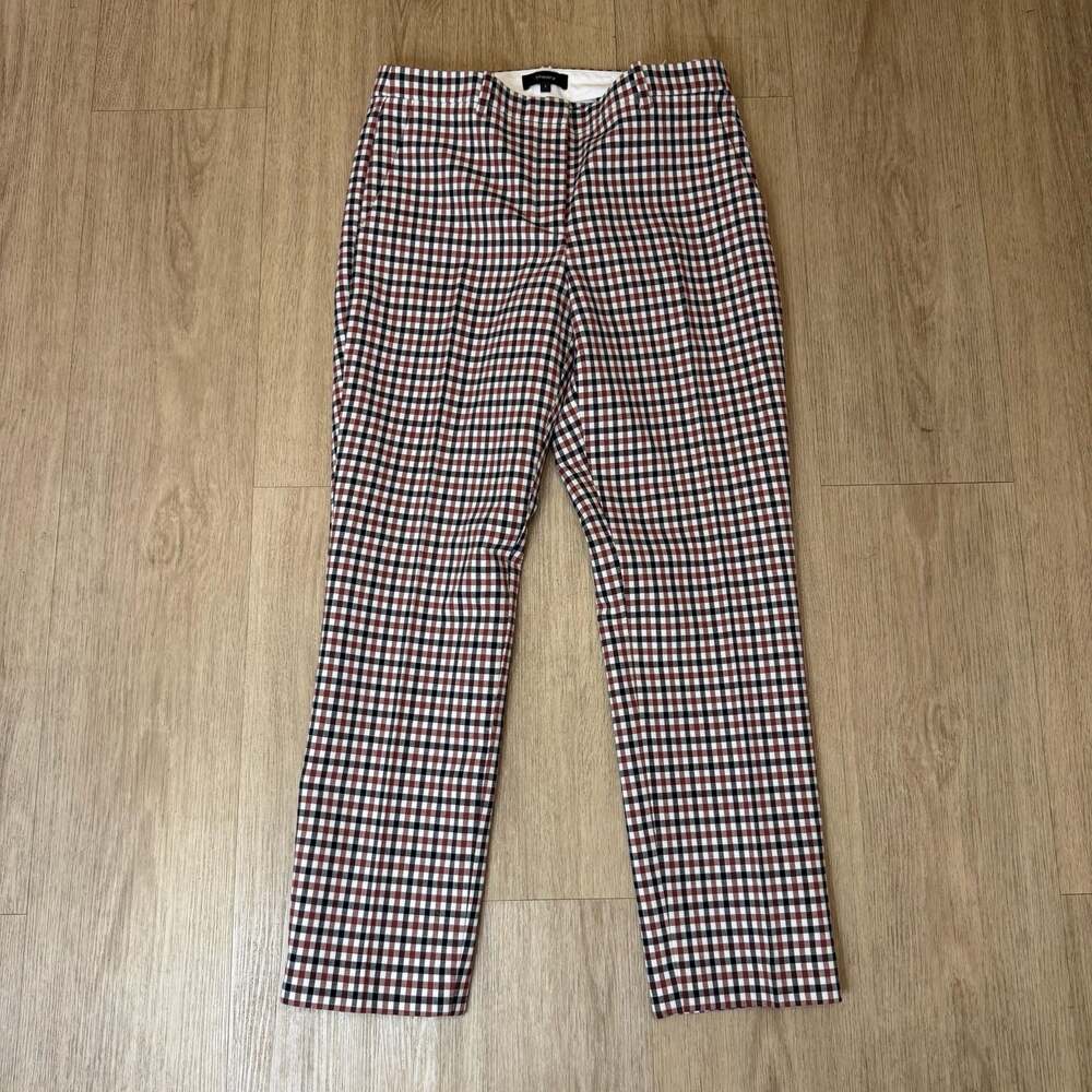 Theory Treeca 4 Plaid Wool Blend Trousers Size 2